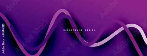 Abstract gradient background with wave line with shadow effect. Geometric composition. 3D shadow effects and fluid gradients