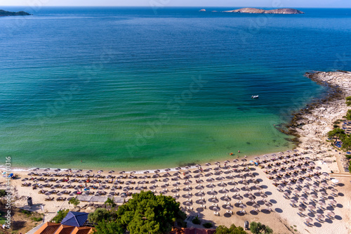 Aerial View of the Psili Ammos beach, at Thassos island, Greece