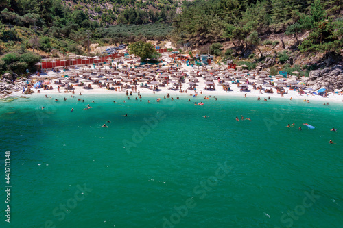 marble beach, Thassos island, Greece.