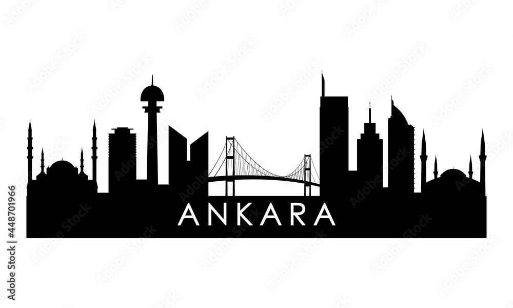 Ankara skyline silhouette. Black Ankara city design isolated on white background.