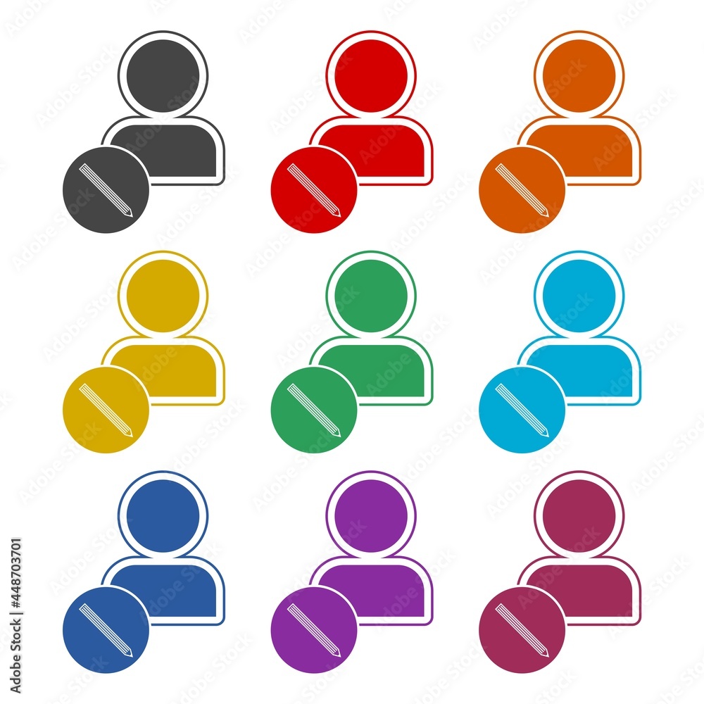 Edit user color icon set isolated on white background Edit user color icon set isolated on white background