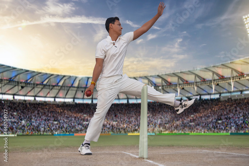 Cricketer, Bowler bowling during a match