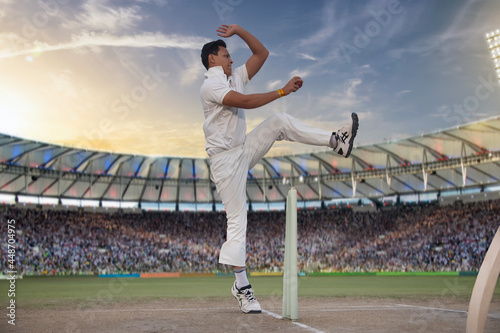 Fotografie Cricketer, Bowler bowling during a match
