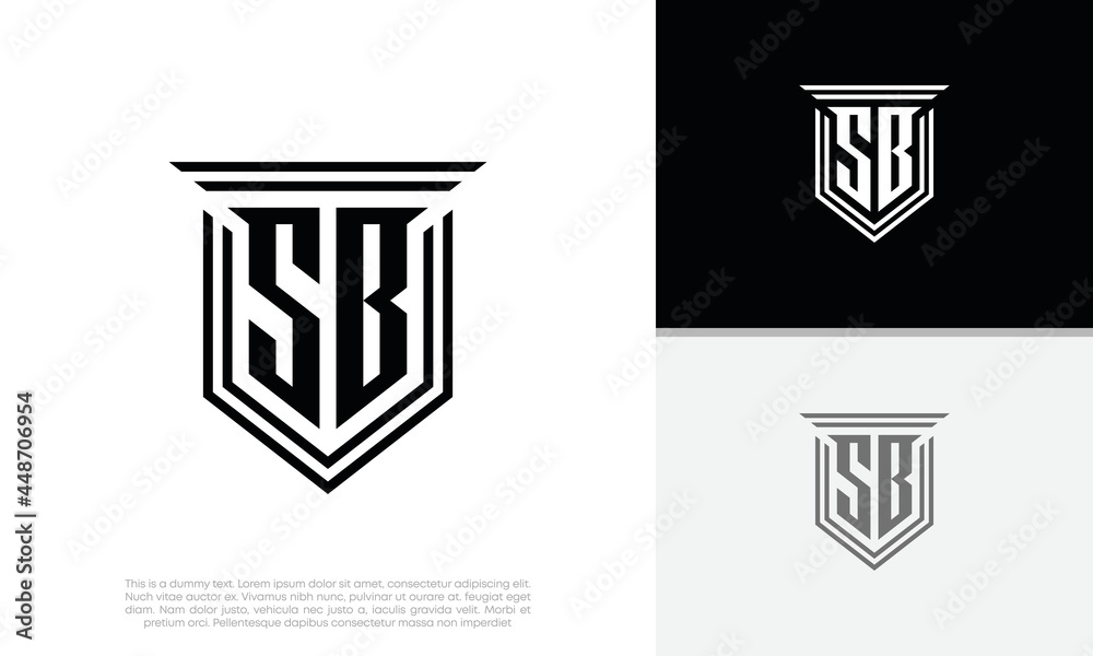 Initials SB logo design. Luxury shield letter logo design. Initials SB logo design. Luxury shield letter logo design.