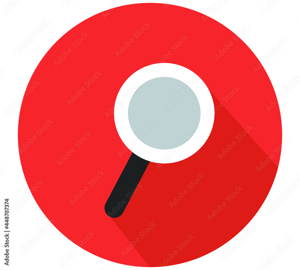 Illustrations for design, elements and concepts of business, office work, marketing, study, seo. Round vector flat icons with long shadow for web and mobile applications, vector magnifying icon Illustrations for design, elements and concepts of business, office work, marketing, study, seo. Round vector flat icons with long shadow for web and mobile applications, vector magnifying icon