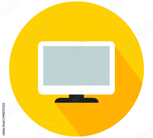 Illustrations for design, elements and concepts of business, office work, marketing, study, seo. Round vector flat icons with long shadow for web and mobile applications, flat screen tv with shadow