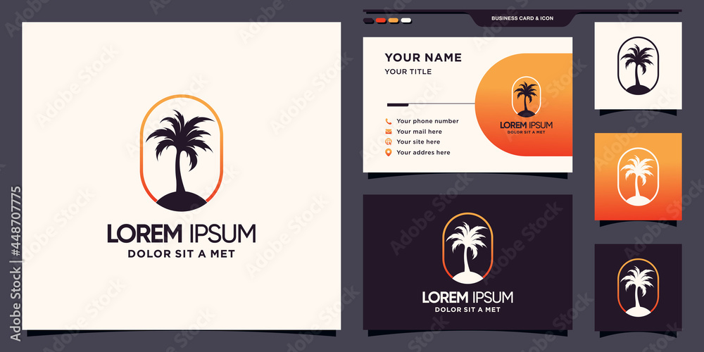 Palm tree logo with modern concept and business card design Palm tree logo with modern concept and business card design