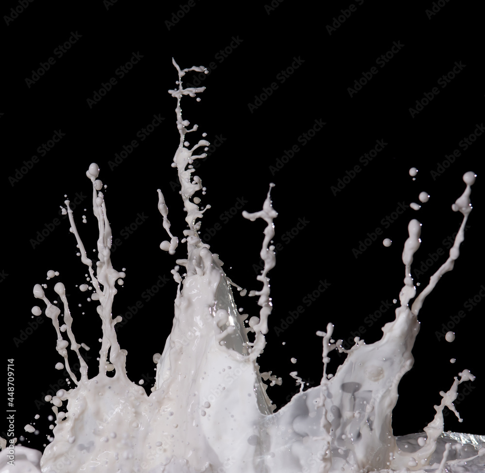 Milk splash isolated over black background Milk splash isolated over black background
