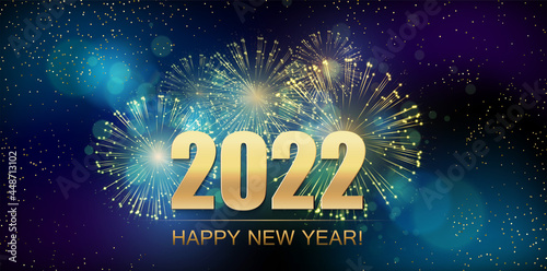 2022 New Year Abstract background with fireworks. Vector