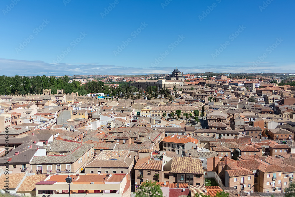 Majestic panoramic view Toledo city downtown, full urban out at the fortress