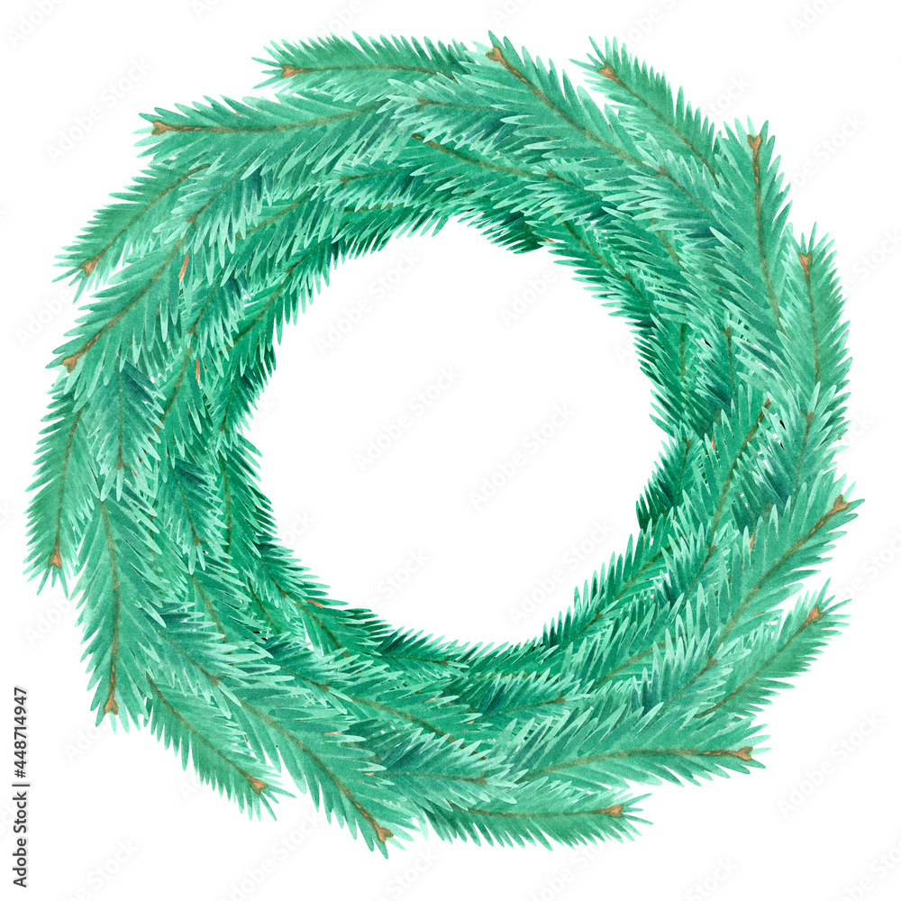 Simple watercolor fir wreath Simple watercolor fir wreath