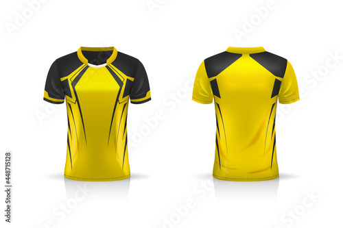 Specification Soccer Sport mockup , Esports Gaming T Shirt Jersey template. mock up uniform . Vector Illustration design
