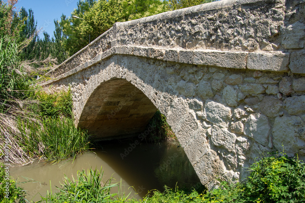 Antiguo puente de piedra en Tielmes sobre el río Tajuña