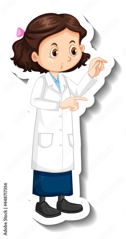 Scientist girl cartoon character in standing pose Scientist girl cartoon character in standing pose