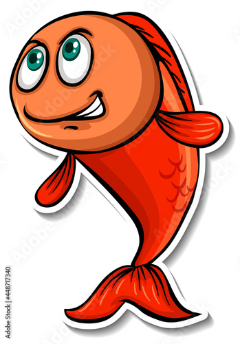 Angry fish cartoon character sticker