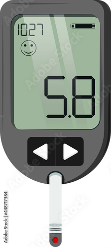 Blood glucose meter. Diabetes. A device for measuring blood sugar. Flat design.