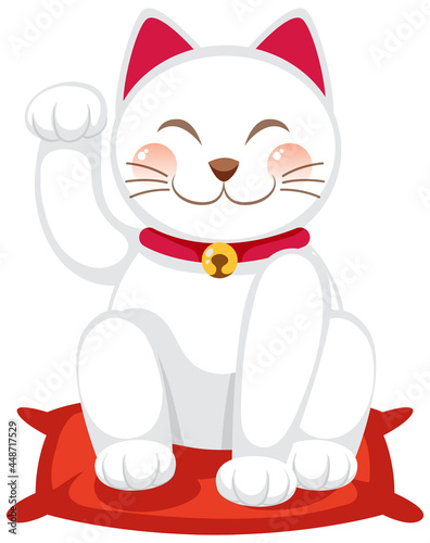 Japanese lucky cat maneki neko cartoon character isolated
