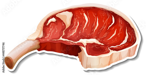 Prime rib raw meat sticker on white background