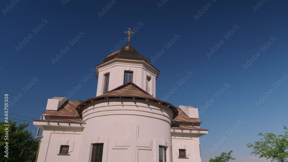 Beautiful litll white christianity church.