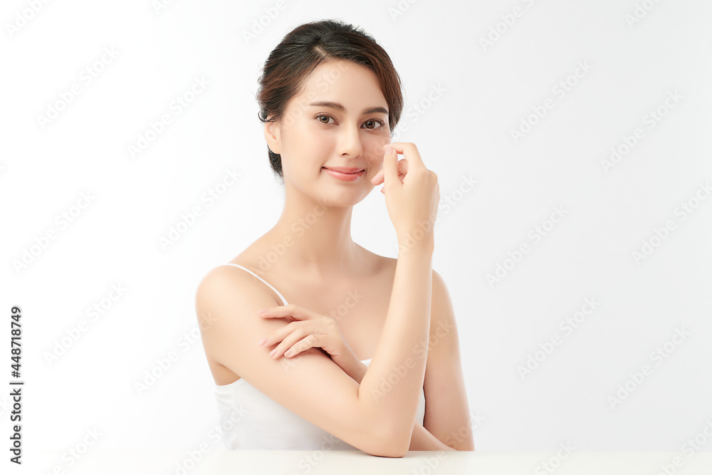 Beautiful young asian woman with clean fresh skin on white background, Face care, Facial treatment, Cosmetology, beauty and spa, Asian women portrait. Beautiful young asian woman with clean fresh skin on white background, Face care, Facial treatment, Cosmetology, beauty and spa, Asian women portrait.