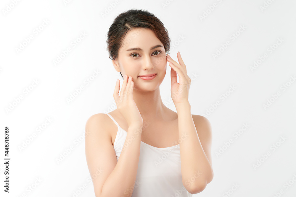 Beautiful young asian woman with clean fresh skin on white background, Face care, Facial treatment, Cosmetology, beauty and spa, Asian women portrait. Beautiful young asian woman with clean fresh skin on white background, Face care, Facial treatment, Cosmetology, beauty and spa, Asian women portrait.