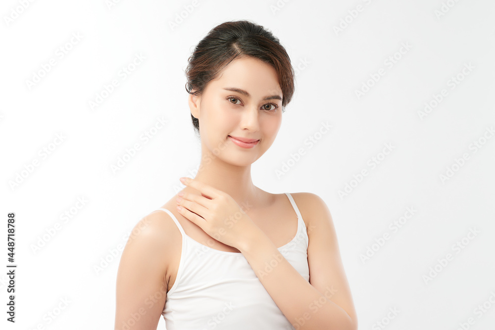 Beautiful young asian woman with clean fresh skin on white background, Face care, Facial treatment, Cosmetology, beauty and spa, Asian women portrait. Beautiful young asian woman with clean fresh skin on white background, Face care, Facial treatment, Cosmetology, beauty and spa, Asian women portrait.