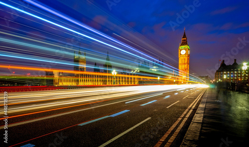 Bus lighting on the Westminster bridge - London