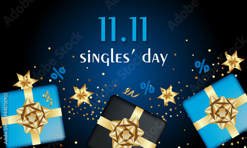 Singles Day Sale Day Holiday Banner - November 11 Chinese Shopping Day Sale - 11.11. photo