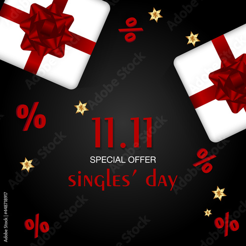 Singles Day Sale Day Holiday Banner - November 11 Chinese Shopping Day Sale - 11.11. photo