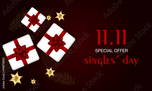 Singles Day Sale Day Holiday Banner - November 11 Chinese Shopping Day Sale - 11.11. photo