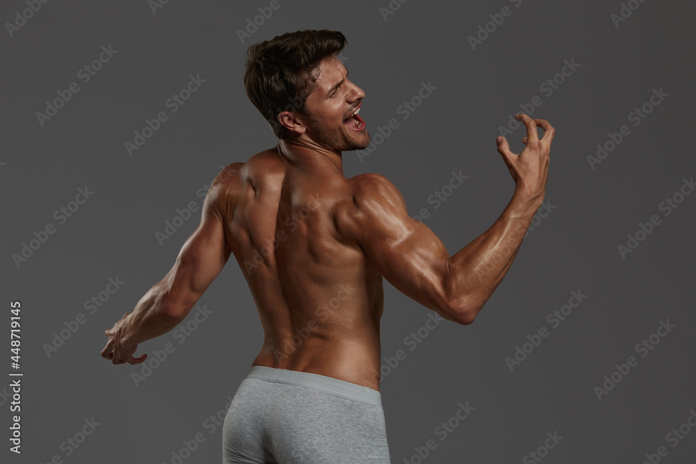 Young european man with naked sportive body Young european man with naked sportive body