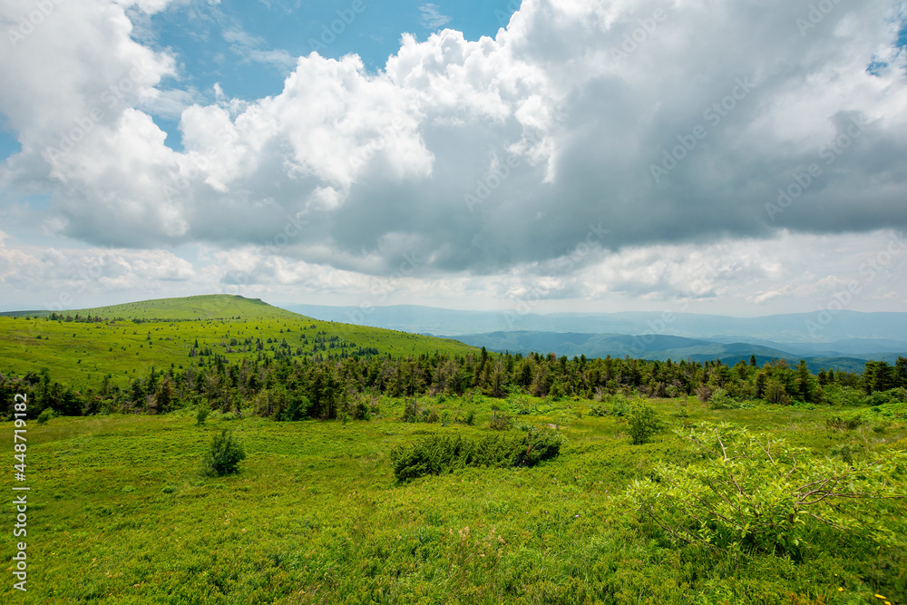 dramatyc mountain landscape at high noon. clouds above the ridge and hills on a sunny day. wonderful nature scenery in summertime dramatyc mountain landscape at high noon. clouds above the ridge and hills on a sunny day. wonderful nature scenery in summertime