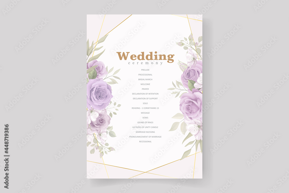 Soft floral and leaves wedding invitation card design