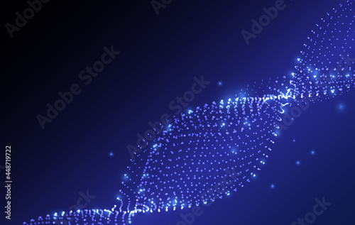 Digital wave with meny dots. Abstract backdrop of dynamic wave. Technology or science banner.