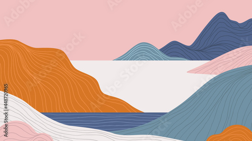 Simple landscape, road along the sea and mountains