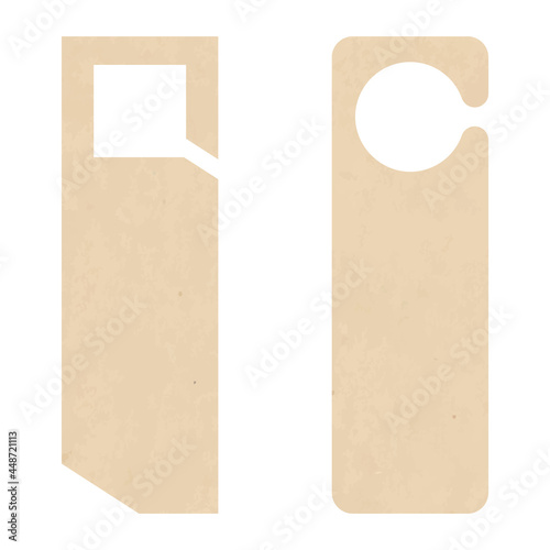 Craft paper Door hanger template isolated on white background.