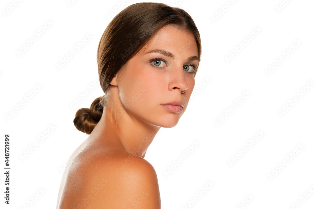 Portrait of a young serious shirtless beautiful woman Portrait of a young serious shirtless beautiful woman