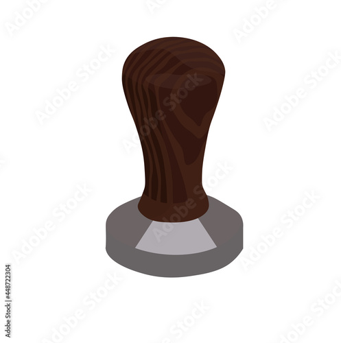 Temper vector stock illustration. A tool for making coffee. Notary's seal for documents. Isolated on a white background.