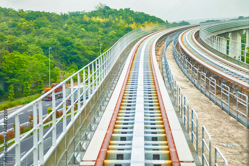 Obraz premium railway track for train with a background.