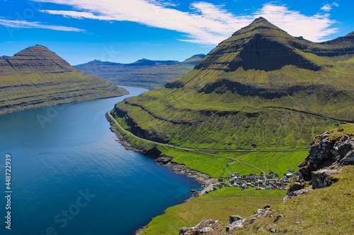 Faroese Fjord on a beautiful day in summer