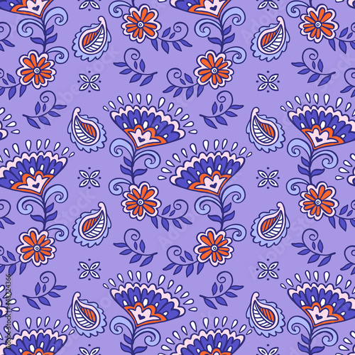 Seamless pattern with paisley ornament	
