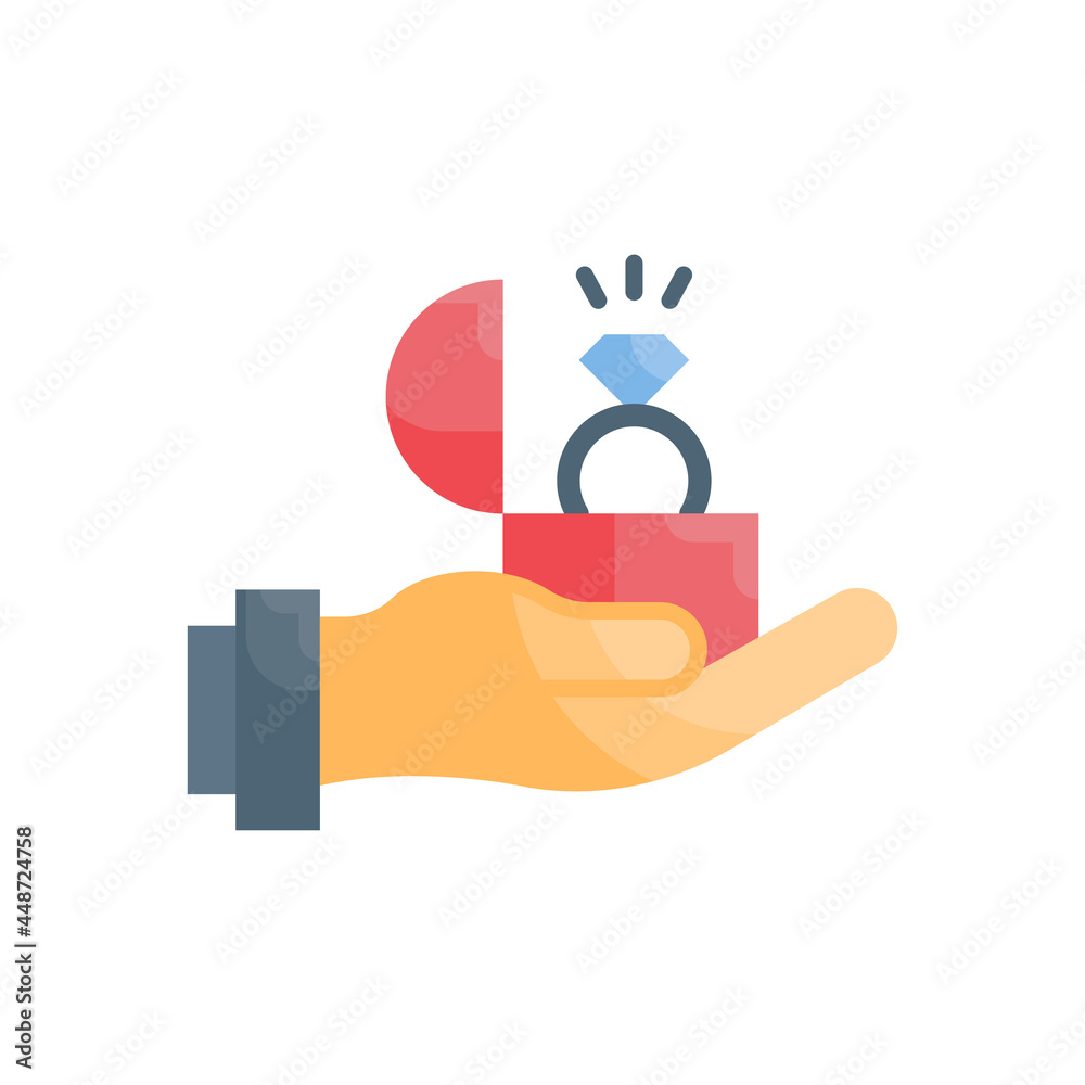 Engagement ring vector flat icon style illustration. EPS 10 File