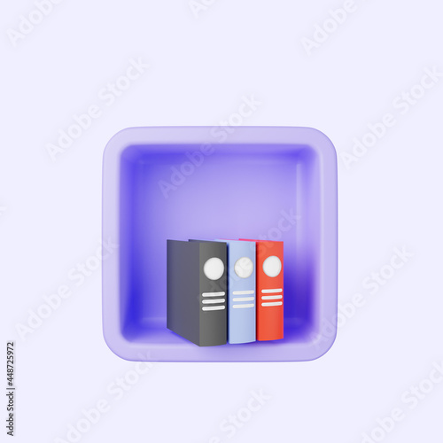 3d illustration of simple icon folde office on cube photo