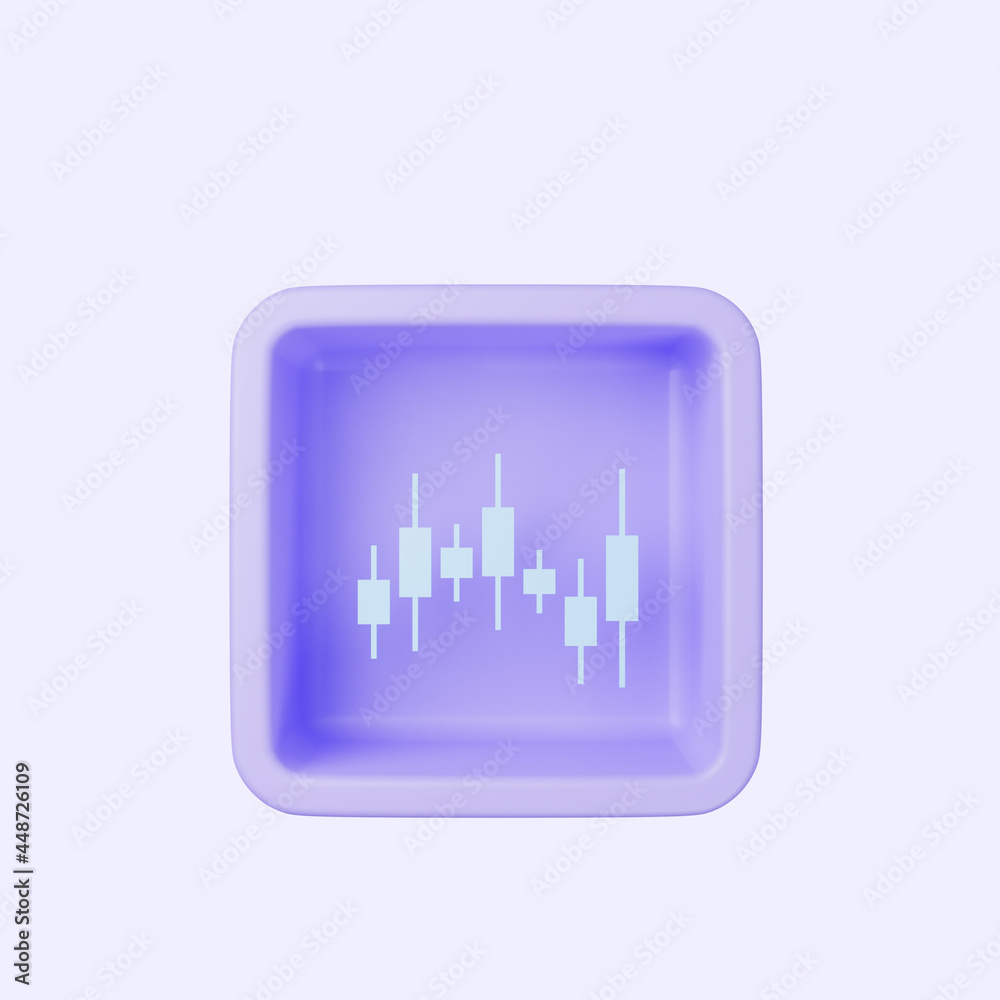 3d illustration of simple icon candle stick on cube 3d illustration of simple icon candle stick on cube