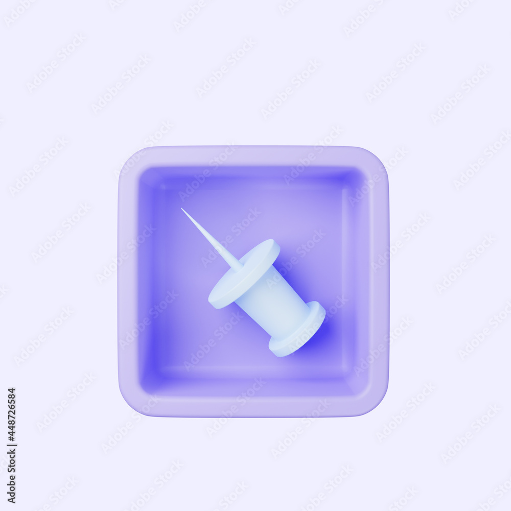 3d illustration of simple icon paper clip pin on cube 3d illustration of simple icon paper clip pin on cube