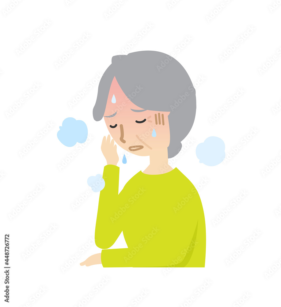 高熱に悩まされているおばあさん
高熱に悩まされているおばあさん