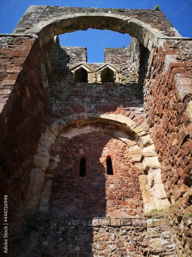 The ancient walls of Exeter Castle, Exeter, Devon, UK