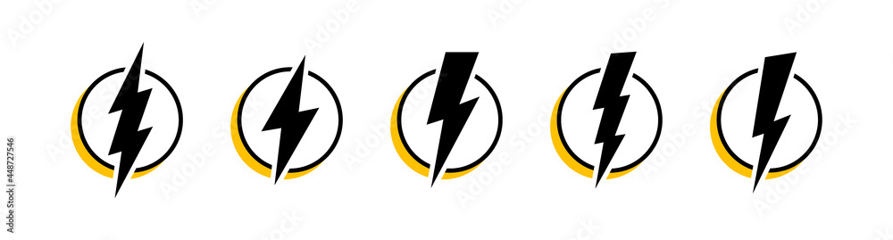 Set Lightning bolt. Thunderbolt, lightning strike. Modern flat style vector illustration Set Lightning bolt. Thunderbolt, lightning strike. Modern flat style vector illustration