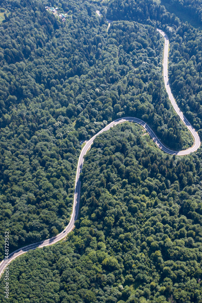 Aerial view on mountain road from drone Aerial view on mountain road from drone