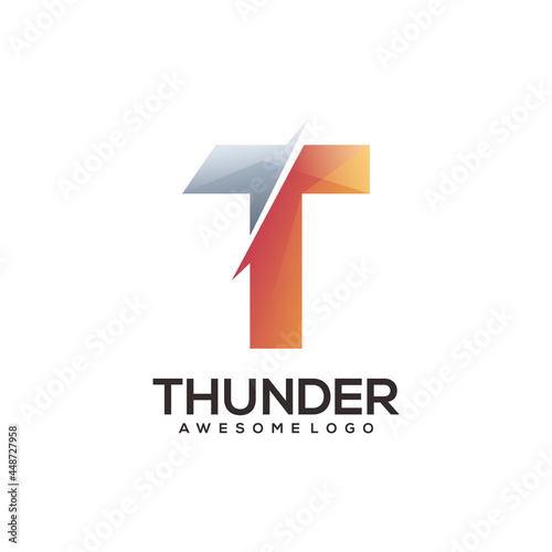 T letter logo gradient colorful illustration